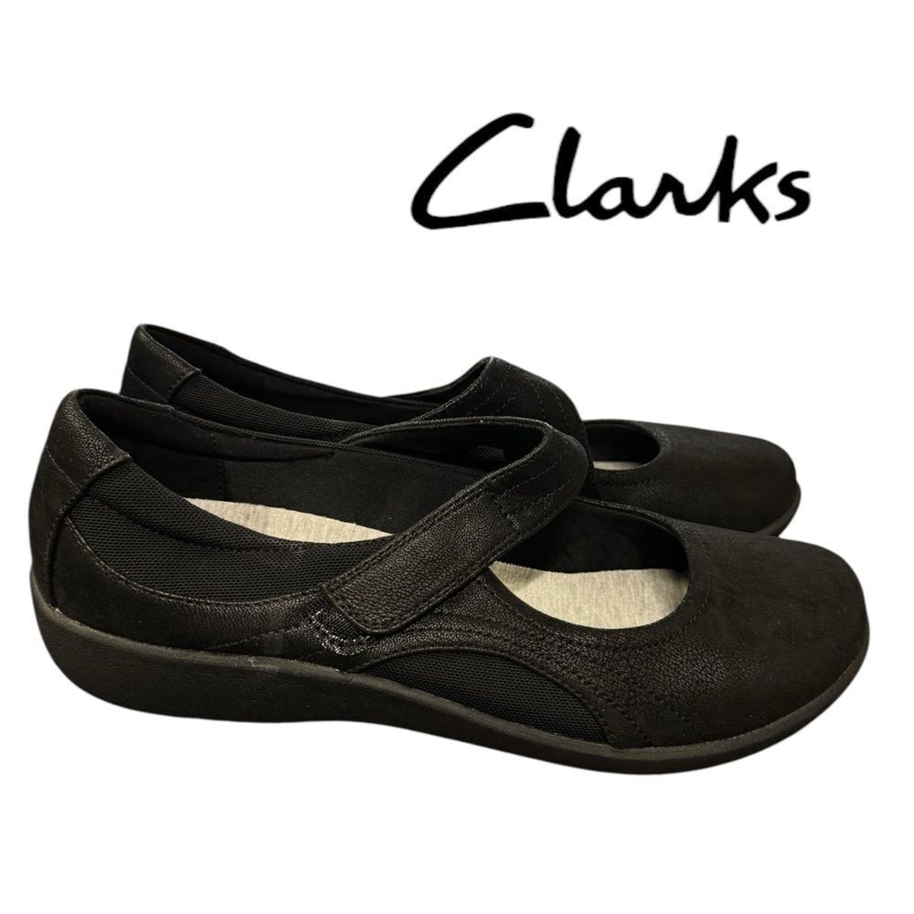 New Clarks Sillian Bella Black Mary Jane Flats Loafers 10 10W
